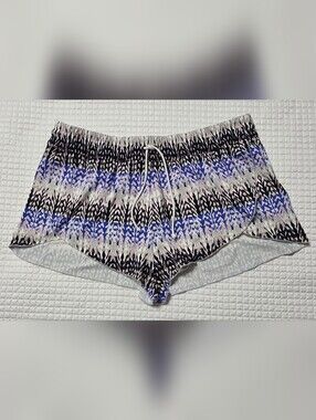 Athleta High Cut Athletic Shorts in Blue and Black Geometric Print